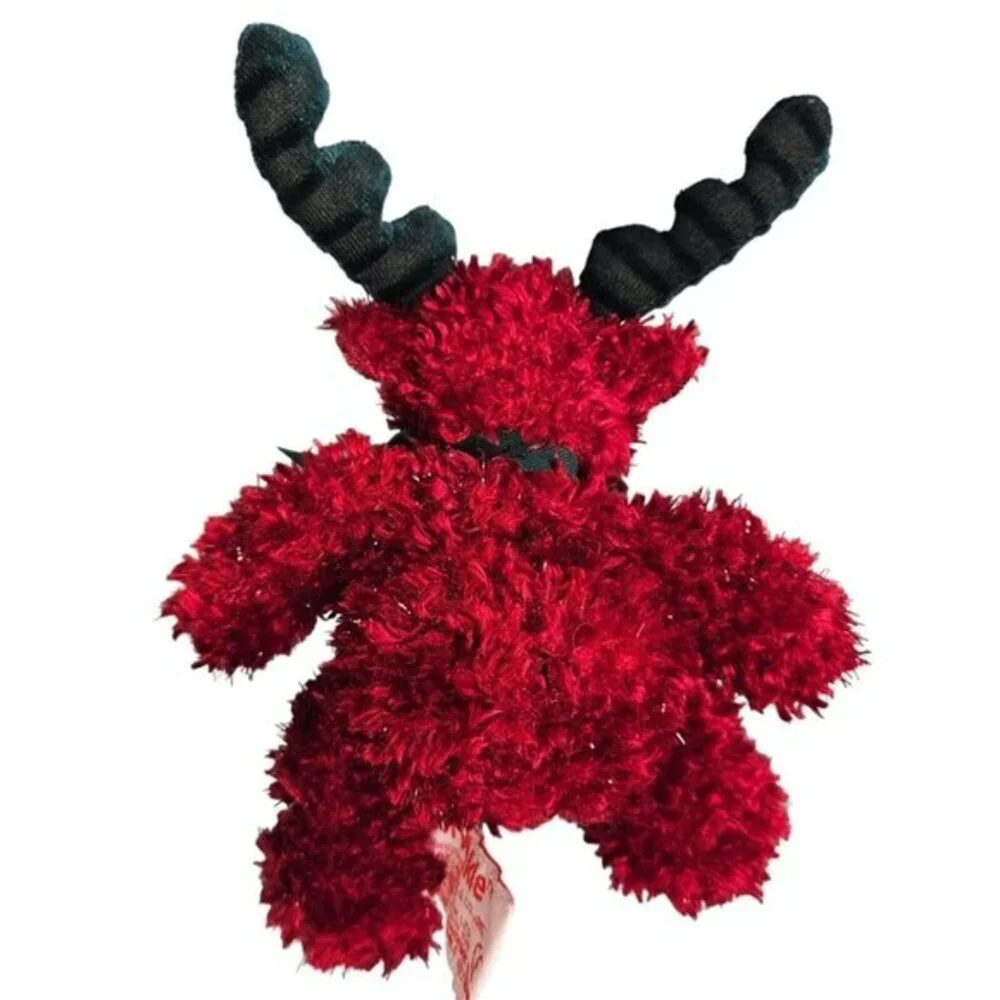 Russ Berrie Christmas Moose Twinkle Burgundy Chenille Plush Velvet Green Antlers